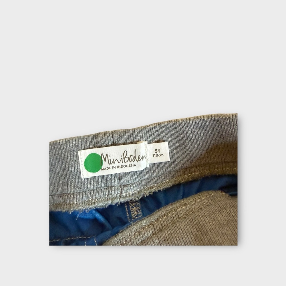 Mini Boden Green Fish Bone Pattern Blue Pull On Shorts - Picture 3 of 5